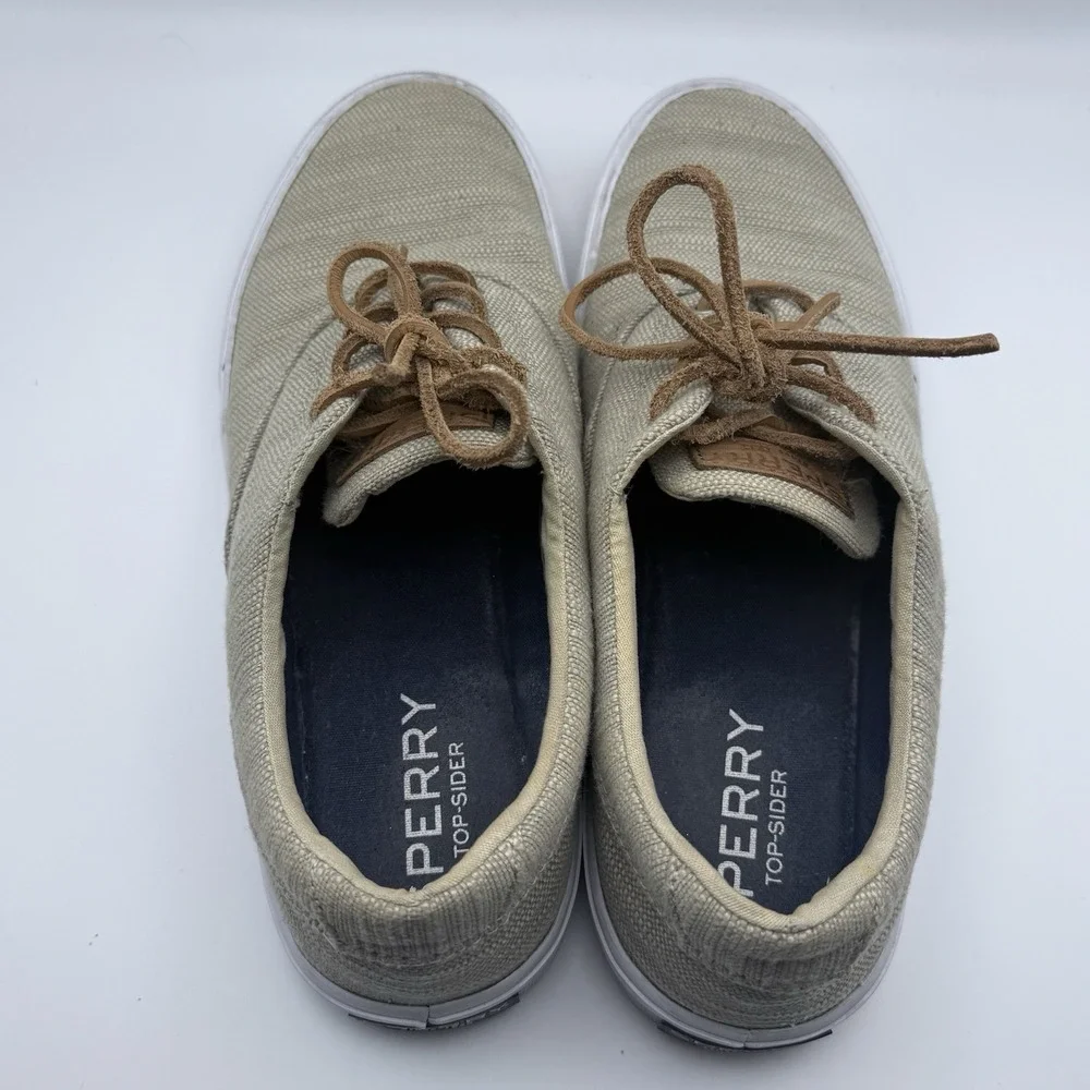 Sperry Top-Sider Tan Woven Canvas Sneakers Mens Size‎ 9 Casual Boat Shoes